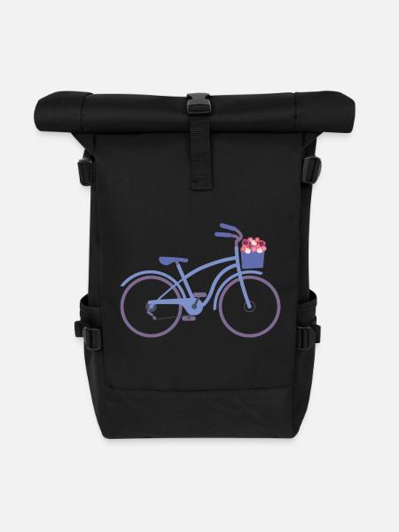 Bicycle flowers - Roll Top Backpack - black