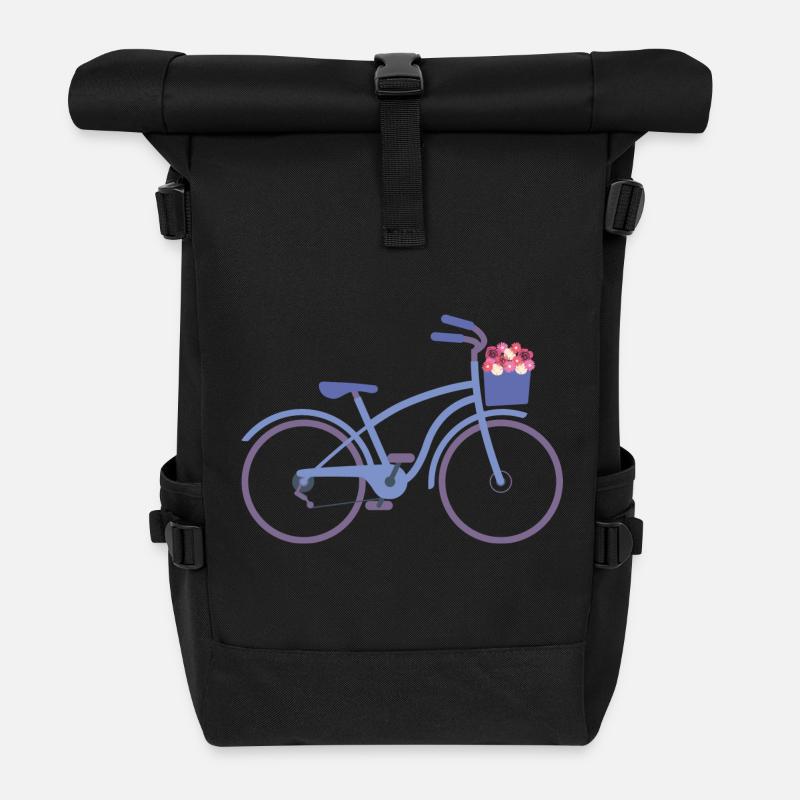 Fleurs de bicyclette - Sac à dos roll top - noir