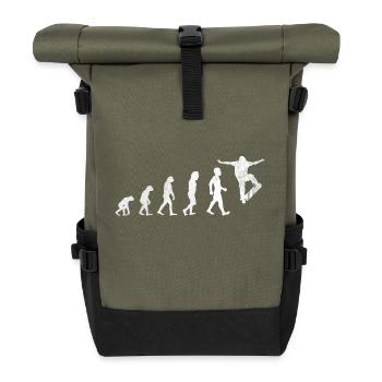 Skateboarder Skater Longboard Geschenk Evolution - Rolltop Rucksack - Olive/Schwarz - Vorne