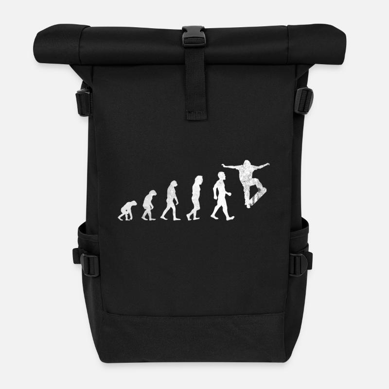 Skateboarder Skater Longboard Geschenk Evolution - Rolltop Rucksack - Schwarz
