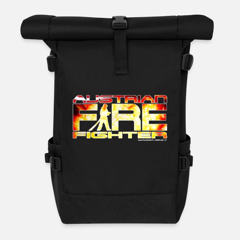 austrian firefighter Logo - Rolltop Rucksack - Schwarz