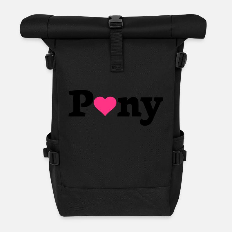 Pony Herz - Rolltop Rucksack - Schwarz