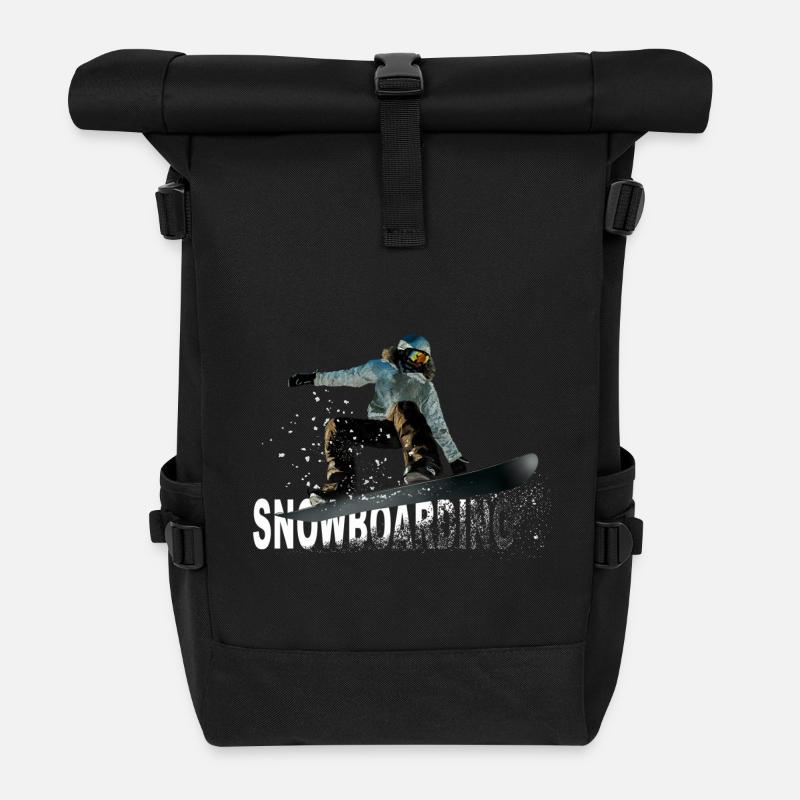 snowboarding - Roll Top Backpack - black
