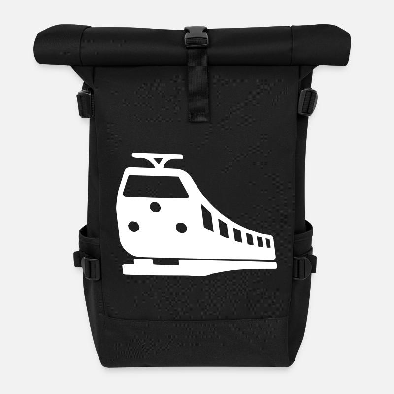 Zug Lokführer Symbol | Farbe einstellbar - Rolltop Rucksack - Schwarz