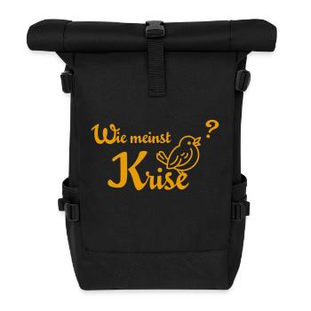 Wie meinst Krise, Spatzl? - gelb - Rolltop Rucksack - Schwarz - Vorne