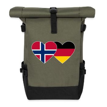 Norvège Allemagne Drapeau Coeur - Sac à dos roll top - olive/noir - Devant