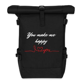 You make me happy I love you - Roll Top Backpack - black - Front
