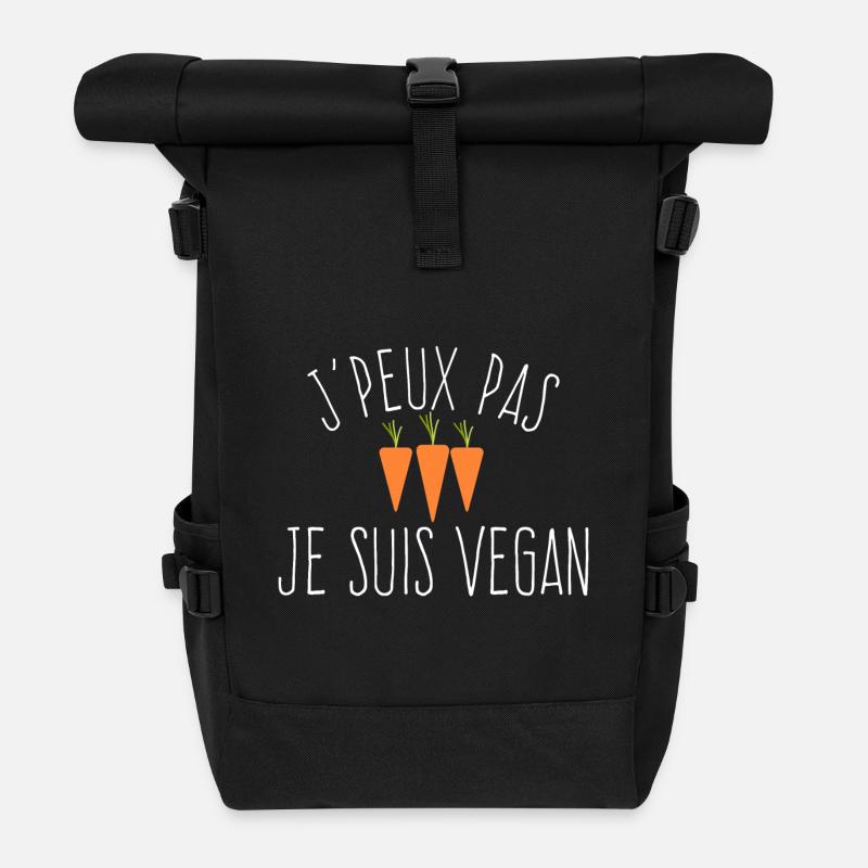 J'peux pas je suis vegan - Sac à dos roll top - noir