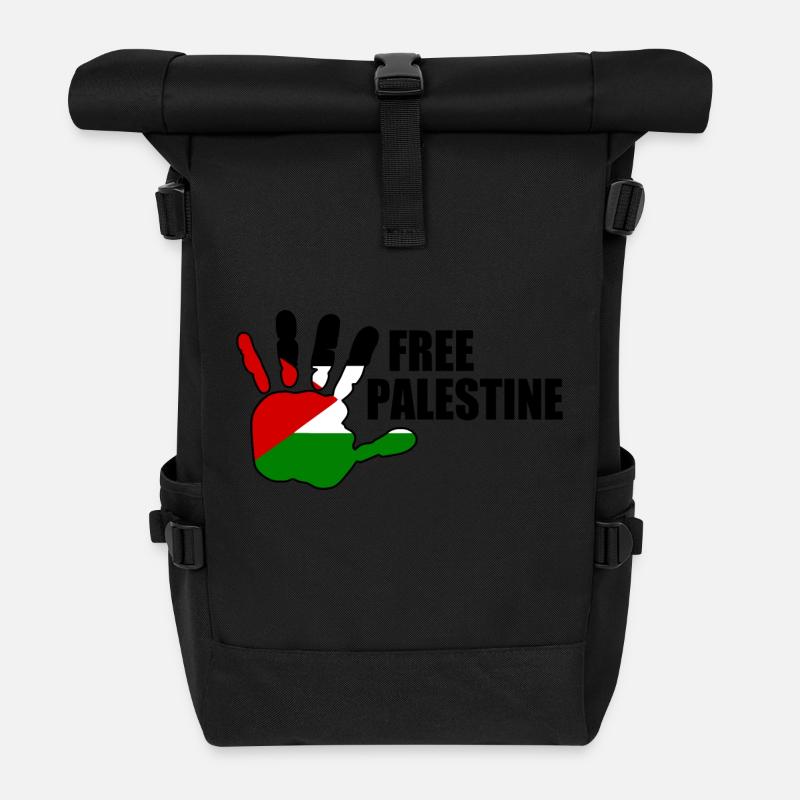 Free palestine - Roll Top Backpack - black