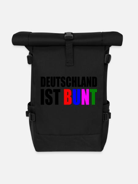 Deutschland ist bunt - Rolltop Rucksack - Schwarz