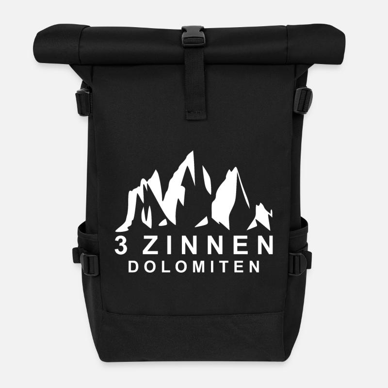 Drei Zinnen Dolomiten - Rolltop Rucksack - Schwarz