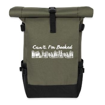 Book Lover Can't I'm Booked - Roll Top Backpack - olive/black - Front