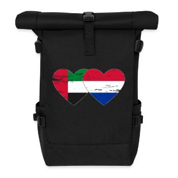 Vereinigte Arabische Emirate Holland Flagge Herz - Rolltop Rucksack - Schwarz - Vorne