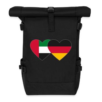 Vereinigte Arabische Emirate Deutschland Herz - Rolltop Rucksack - Schwarz - Vorne