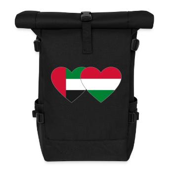 Vereinigte Arabische Emirate Ungarn Flagge Herz - Rolltop Rucksack - Schwarz - Vorne