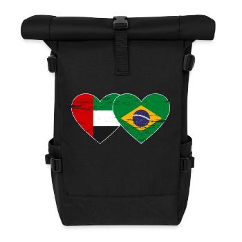 Vereinigte Arabische Emirate Brasilien Flagge Herz - Rolltop Rucksack - Schwarz - Vorne