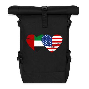 Vereinigte Arabische Emirate USA Flagge Herz - Rolltop Rucksack - Schwarz - Vorne