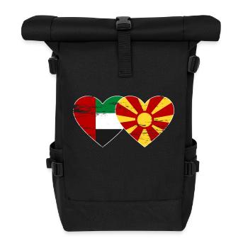 Vereinigte Arabische Emirate Mazedonien Flagge - Rolltop Rucksack - Schwarz - Vorne