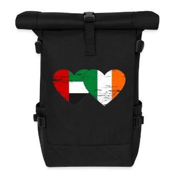 Vereinigte Arabische Emirate Irland Flagge Herz - Rolltop Rucksack - Schwarz - Vorne