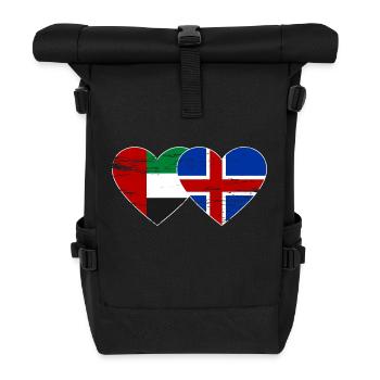 Vereinigte Arabische Emirate Island Flagge Herz - Rolltop Rucksack - Schwarz - Vorne