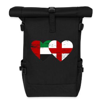 Vereinigte Arabische Emirate England Flagge Herz - Rolltop Rucksack - Schwarz - Vorne