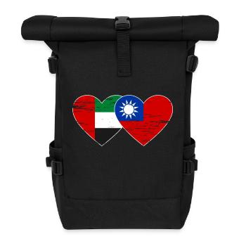 Vereinigte Arabische Emirate Taiwan Flagge Herz - Rolltop Rucksack - Schwarz - Vorne