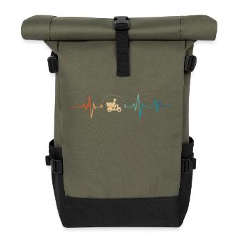 Battement de coeur rétro livreur - Sac à dos roll top - olive/noir - Devant