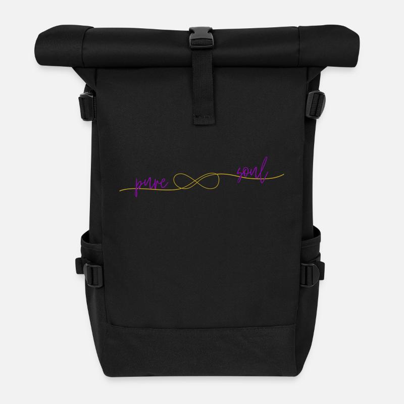 The Reclining Eight Puresoul, Gold-Lilla - Roll Top Backpack - black
