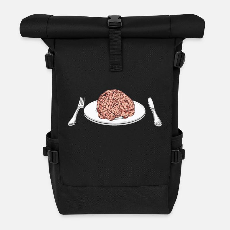 Hirn // Illustration - Rolltop Rucksack - Schwarz
