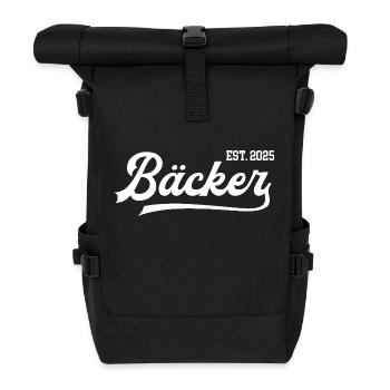 Bäcker 2025 Ausbildung Lehre Beruf Bäckerei Azubi - Rolltop Rucksack - Schwarz - Vorne