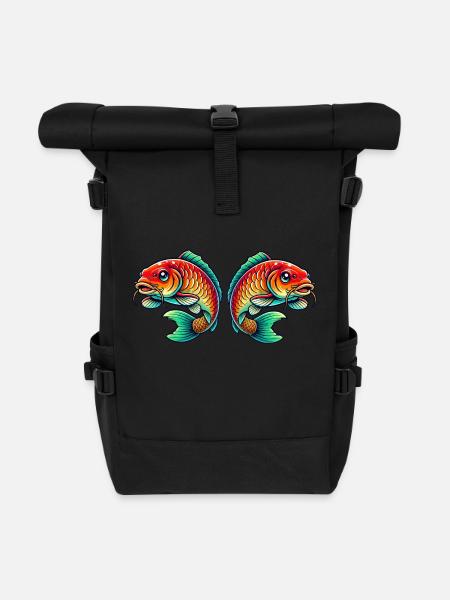Fisch Karpfen - Rolltop Rucksack - Schwarz