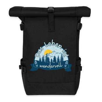 Life is full of hikers & mountaineers - Roll Top Backpack - black - Front