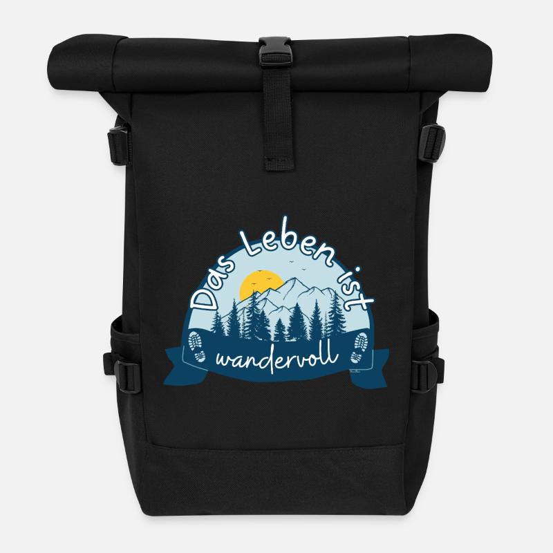 Life is full of hikers & mountaineers - Roll Top Backpack - black