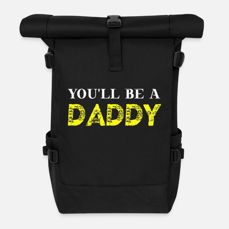 You'll be a daddy Geschenkidee schwanger Vater - Rolltop Rucksack - Schwarz