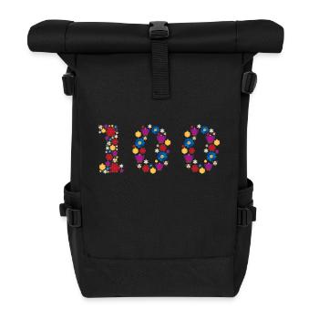 Fleurs 100 - Sac à dos roll top - noir - Devant