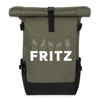 Gebärdensprache Fritz - Rolltop Rucksack - Olive/Schwarz - Vorne