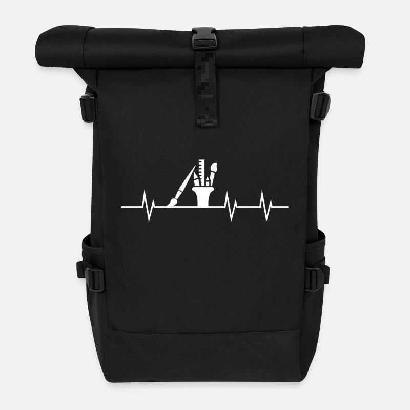 Heartbeat Art – My heart beats for creativity - Roll Top Backpack - black