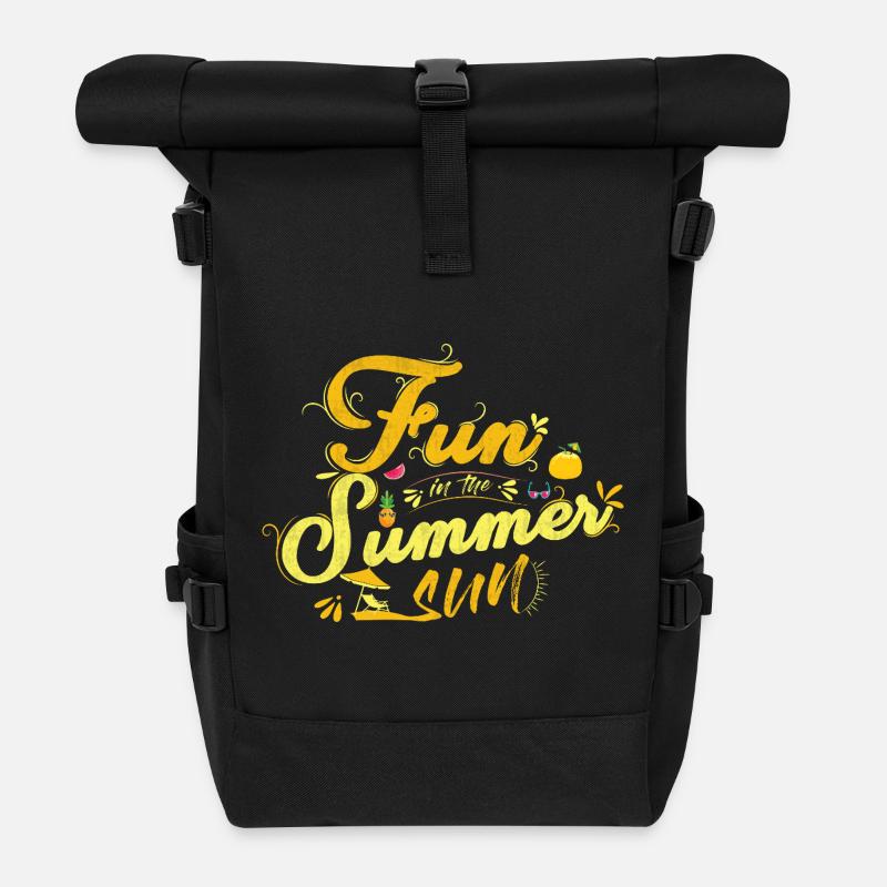 Free In Summer Motif with Fruits - Roll Top Backpack - black