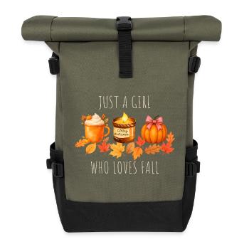Nur ein Mädchen das Herbst liebt - Rolltop Rucksack - Olive/Schwarz - Vorne