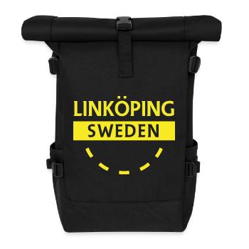 Linköping Schweden Neon Text - Rolltop Rucksack - Schwarz - Vorne