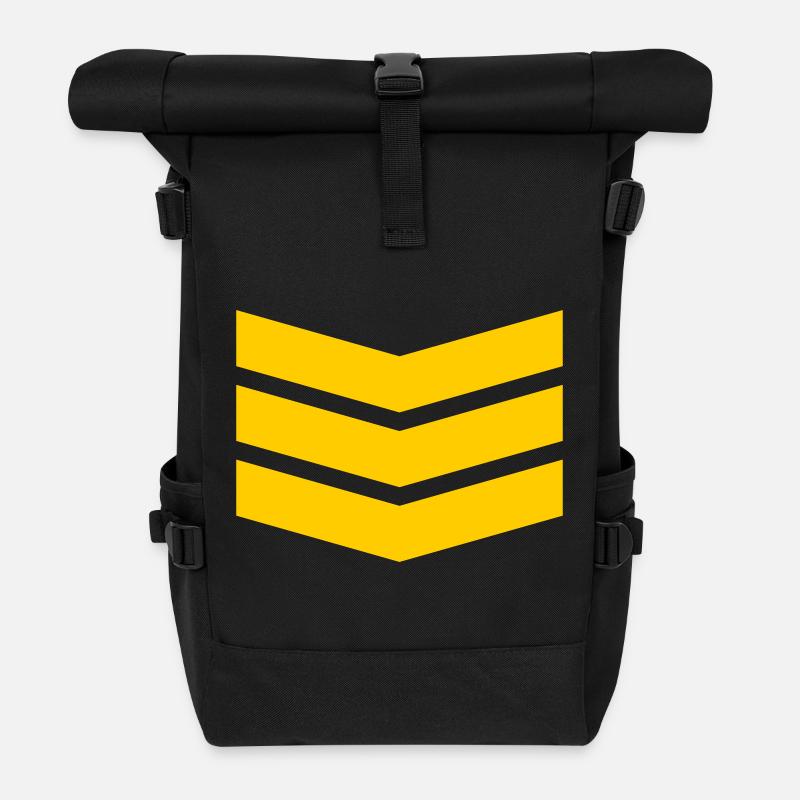 Chevron Stack Fettes Muster - Rolltop Rucksack - Schwarz