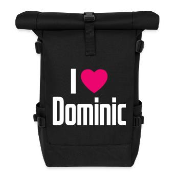 I Love Dominic Pink Heart I Love Dominic - Roll Top Backpack - black - Front