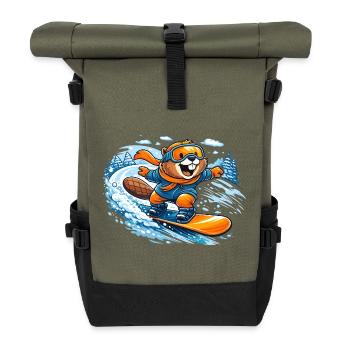 Biber Snowboard Hiver - Sac à dos roll top - olive/noir - Devant
