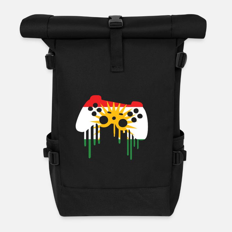 Kurdistan flag gamer - Roll Top Backpack - black