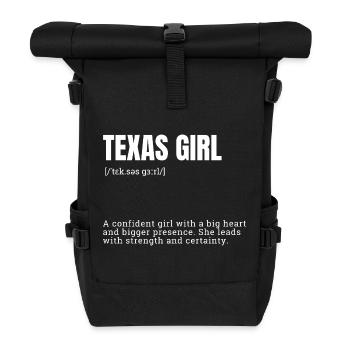 Texas Girl Selbstbewusst - Rolltop Rucksack - Schwarz - Vorne