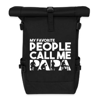 Carpenter Papa Woodworker Joiner Father Silhouette - Roll Top Backpack - black - Front