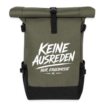 No excuses, only results - Roll Top Backpack - olive/black - Front