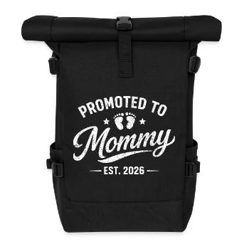 Promoted to Mommy Est 2026 – Schwangerschaft Verkü - Rolltop Rucksack - Schwarz - Vorne