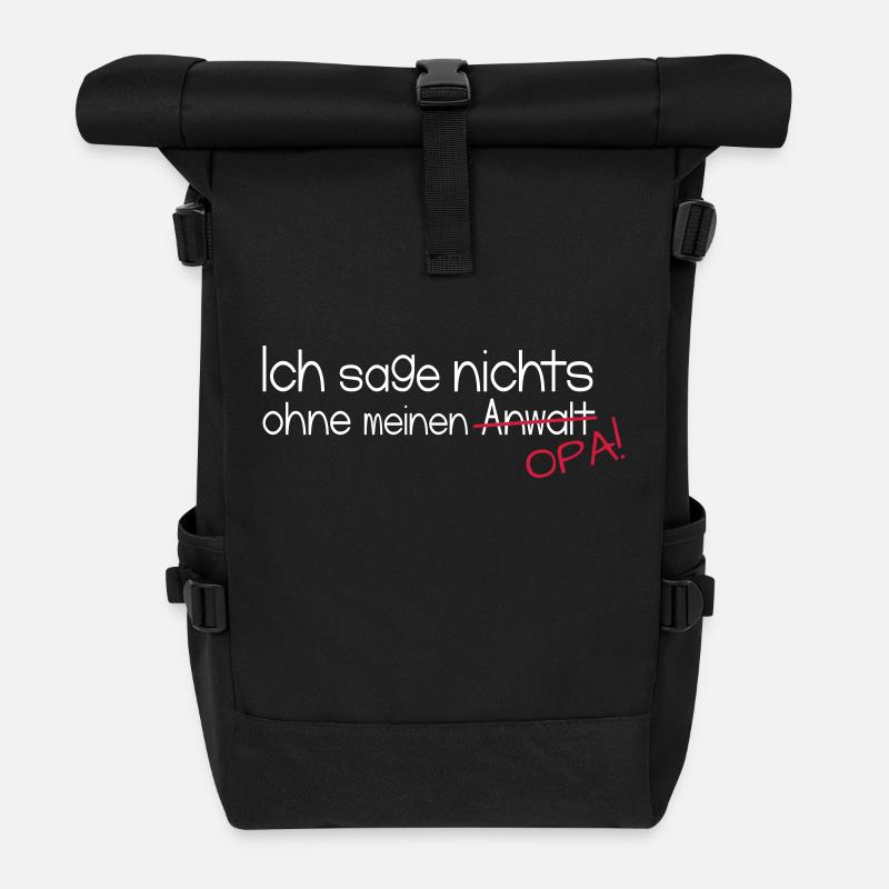 Ich sage nichts ohne meinen Opa! - Rolltop Rucksack - Schwarz