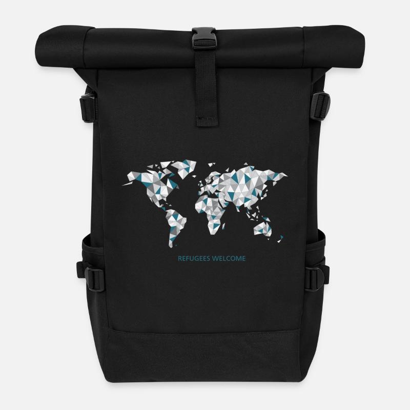 refugees_welcome - Rolltop Rucksack - Schwarz